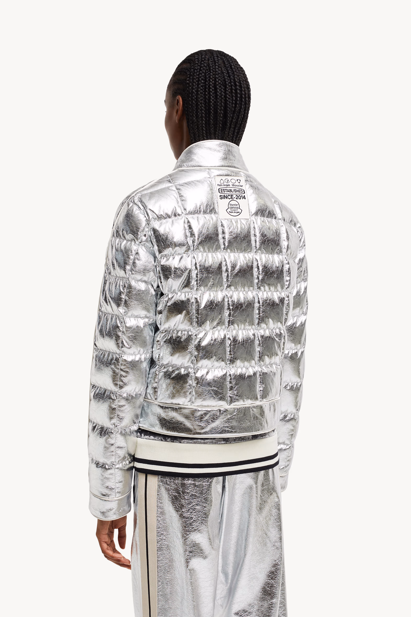 Moncler x Palm Angels Flykra Short Down Jacket Women Silver Moncler 5
